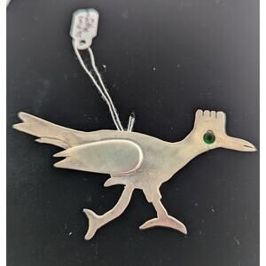 Sterling Silver Roadrunner Pin/Brooch 3" across1.5"deep Glued pin back OOAK
